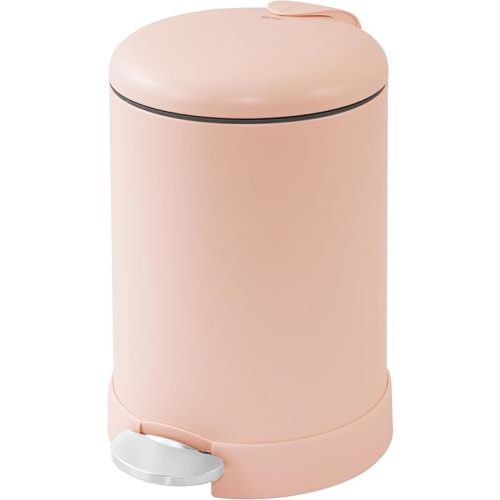 Glad Small Trash Can, 1.2 Gallon | Round Stainless Steel Garbage Bin with Soft Close Lid & Step Foot Pedal | Metal Waste Basket with Removable Inner Bucket, Rust