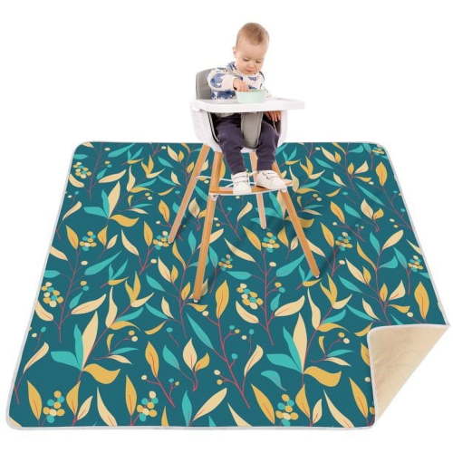 "51"" Baby Waterproof Floor Spill Mat, Anti-Slip Highchair Play Mat for Under High Chair"
