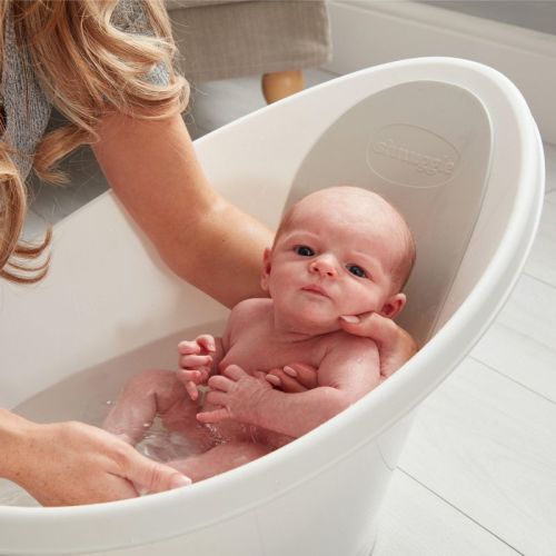 Shnuggle Baby Bath | Newborn baby bath Support with Bum Bump | Compact Bathtub for babies | Bath Seat Suitable from Birth Pebble Grey