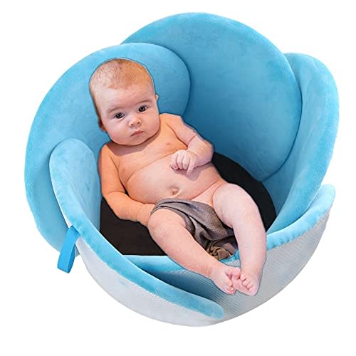 Baby Bath Lotus Cushion Sink Bather Petal Newborn Bathtub Mat Bathing Tub Seat Support Lounger Flower Bathing Pad Non-Slip Safety Sink Insert Tub Blue