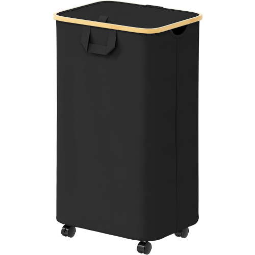 SpaceAid 110L Laundry Hamper with Wheels and Lid, Large Tall Clothes Basket Bin, Black