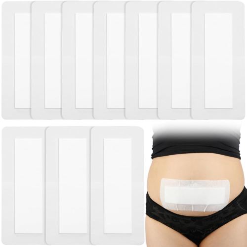 Breathable C-Section Abdominal Incision Bandages Hysterectomy Tummy Tuck Adhesive Island Dressing Bordered Guaze Scar Patches with Protective Pad Large Wound CareBandaid Tapes 4x10 Pack of 10