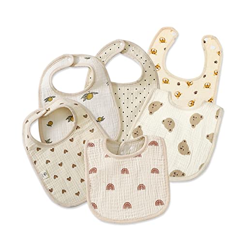DOSMINE Muslin Baby Bibs for Drooling and Teething Newborn Drool Bibs for Baby Girl Boy