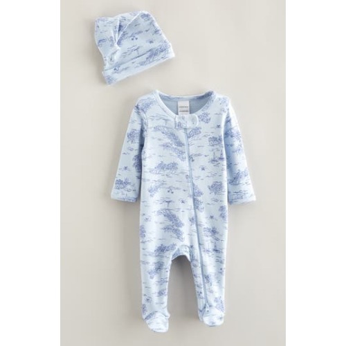 Print Zip Footie & Beanie Set