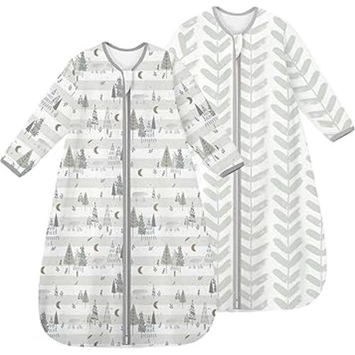 Yoofoss Baby Sleep Sack 0-6 Months Long Sleeve Wearable Blanket Baby 100% Organic Cotton 2-Way Zipper 0.5 Tog Newborn Sleeping Sack, Lightweight(Small)