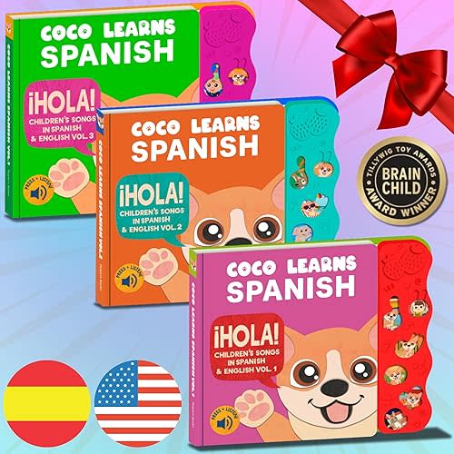 Bundle Deal, Spanish Toys for Toddlers 1-3, Spanish Baby Books, Bilingual Children’s Book, Baby Books 0-6 Months in Spanish, Libros En Español para Niños, Baby Musical Toys