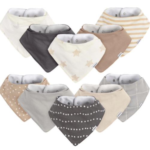 10-Pack Baby Neutral Stars & Moons Jersey Bandana Bibs – Gerber Childrenswear
