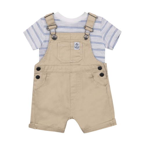 Little Lad Newborn Boys' Woven Shortall, 2-Piece Set, Sizes 0-3M-6-9M