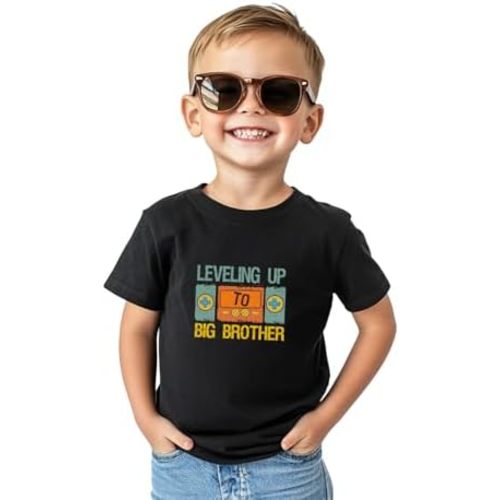 Promoted to Big Brother T Shirt Gift for Toddler Boy Big Bro Announcement T-Shirt Short Sleeve Cotton Tees 2-8 Years