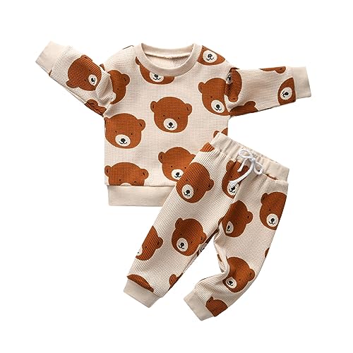 Toddler Baby Boy Clothes Infant Long Sleeve Bear Print Tops + Pants Sweatsuit Outfits