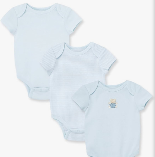 Little Me Clothes for Baby 3-Pack 100% Cotton Scratch Free Tag Bodysuits