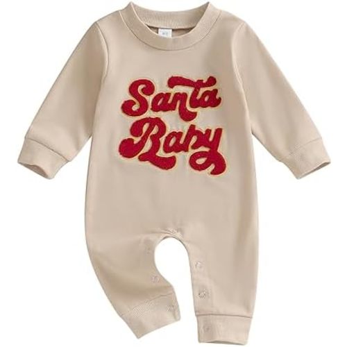 FYBITBO Infant Baby Boy Girl Clothing Santa Long Sleeve Jumpsuit Romper Newborn First Christmas Outfit One Piece Clothes