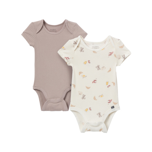 Modern Moments Baby Neutral 2-Pack Short Sleeve Snap Bodysuits, Sizes Newborn-12 Months