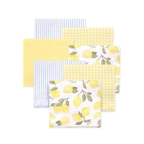 Little Treasure Hudson Baby Girls Cotton Poly Flannel Receiving Blankets Multipack, Yellow Lemons, 30x30 Inches