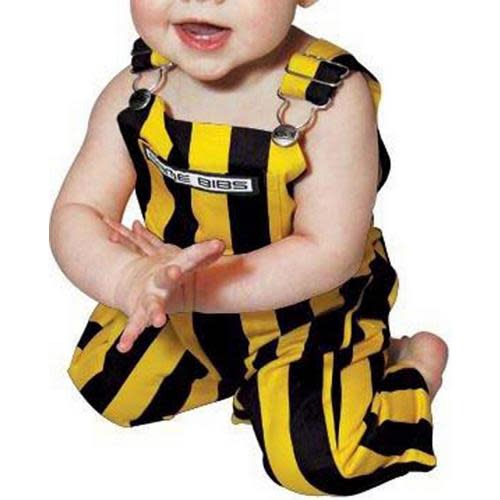 Game Bibs Baby Black & Gold Overall Bibs