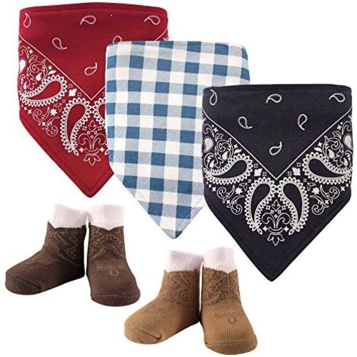 Hudson Baby Unisex BabyCotton Bib and Sock Set