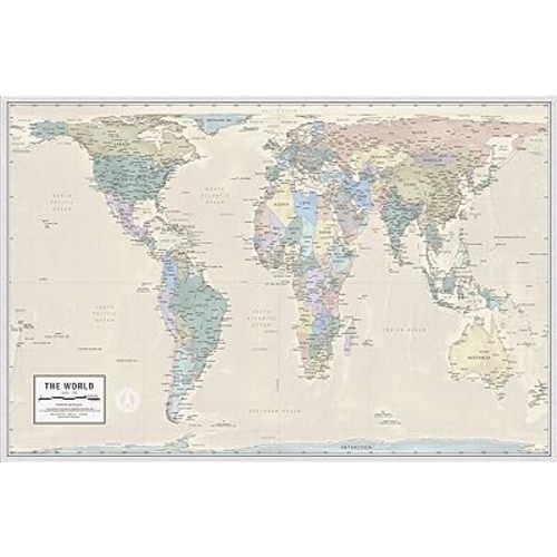 Gall Orthographic World Map | Most Accurate World Map - Countries are Shown in Correct Proportion to Each Other | Laminated World Map | 36” x 24”