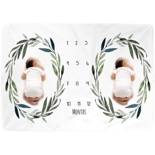 Kute 'n' Koo Premium Fleece Twins Baby Monthly Milestone Baby Blanket for Girl Boy, Large Personalized Photography Background Blankets, Thick Fleece for Mom Newborn
