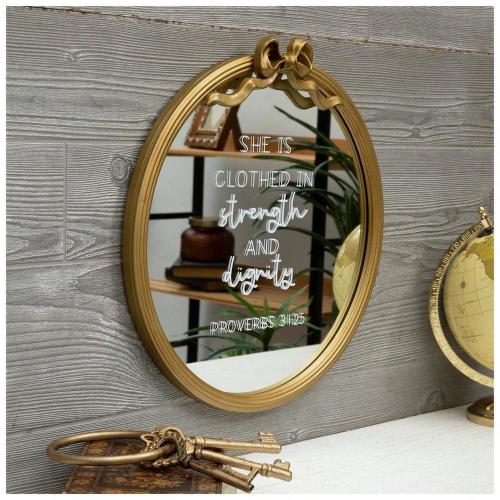 Proverbs 31:25 Gold Wall Mirror