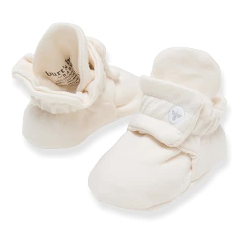 Burt’s Bees Baby Adjustable Baby Booties, 100% Organic Cotton, Easy On and Off Snap Boots, Snug Fit - Baby Essential