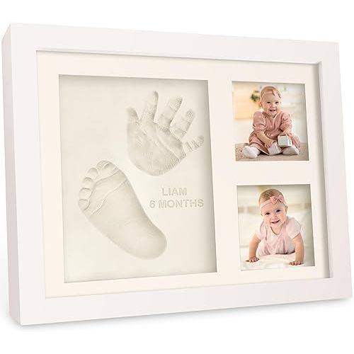 Baby Hand and Footprint Kit - Quick Dry Clay Baby Footprint Kit, Newborn Keepsake, Nursery Picture Frame for Boys, Girls, Personalized Gifts for Baby Shower, Registry & Mother's Day (Alpine White)