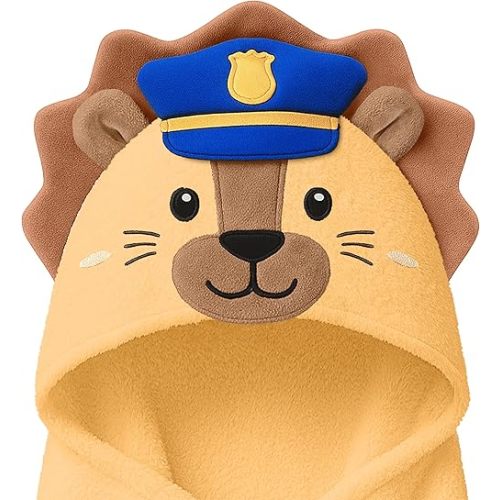 KeaBabies Organic Baby Towel with Hood for Girls, Boys - Soft, Absorbent, 100% Cotton Hooded Baby Towels for Newborns, Infants, Large Hooded Bath Towels for Babies, Kids, Toddler 1-3 (Leo)