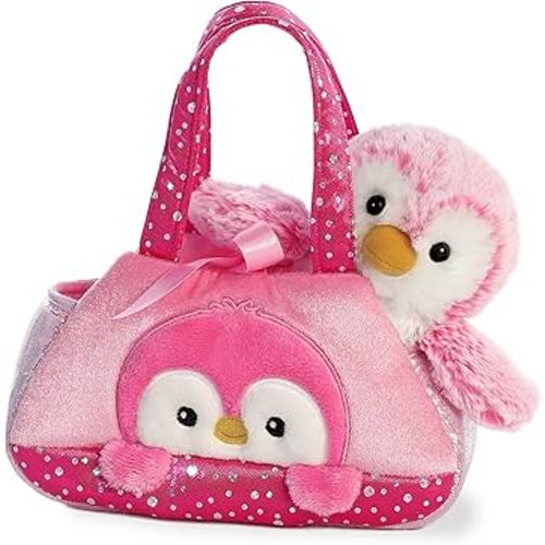 Aurora® Fashionable Fancy Pals™ PomPom Penguin™ Stuffed Animal - On-The-go Companions - Stylish Accessories - Pink 7 Inches