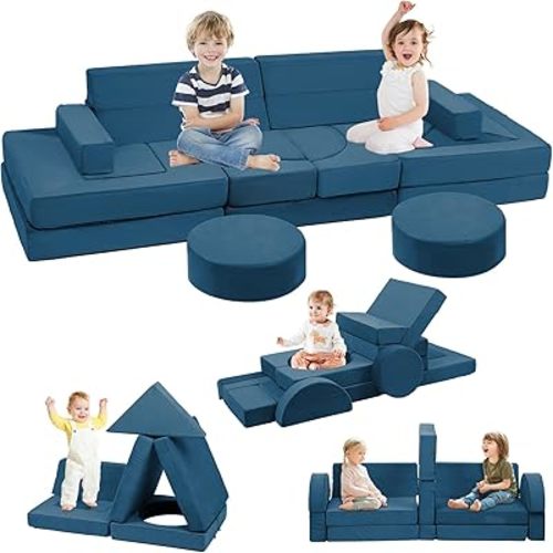 22PCS Modular Kids Play Couch for Toddler, Kids Sofa for Playroom Living Rooms, High Density Foam Convertible Sofa for Boys and Girls
