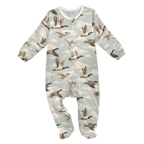 foixnub Baby One-Piece Footies Watercolor Puppy St Bernard Dogs Sleeper Pjs Footed Bodysuit Rompers Zipper for Boys Girls 3M