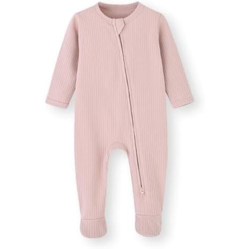 ACESTAR Baby Footies Pajamas, 2-Way Zipper Baby Sleepers with Mitten Cuffs - Long Sleeve Baby Zip Up Onesie for 0-12 Months