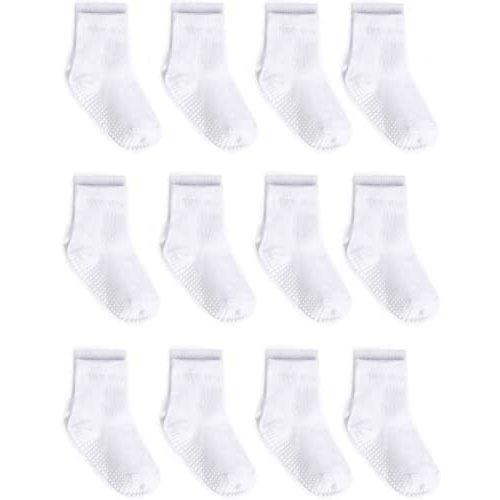 Zaples Grip Crew Socks with Non Slip/Anti Skid Soles for Baby Infants Toddlers Kids Boys Girls