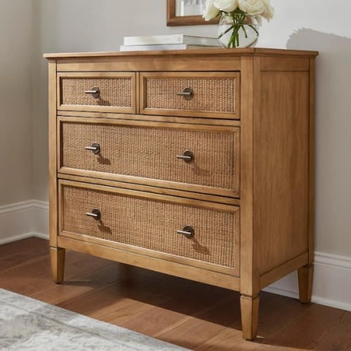 Marsden Patina Wood Finish 3-Drawer Cane Chest of Drawers (38 in W. X 36 in H.)