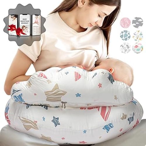 PILLANI Nursing Pillow for Breastfeeding & Bottle Feeding, Original Breast Feeding Pillow for Mom & Baby Support, Removable Cotton Cover, Adjustable Waist Strap, Baby Girl Boy Essentials Must Haves