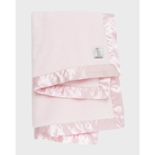 Chenille Solid Plush Baby Blanket w/ Satin Border