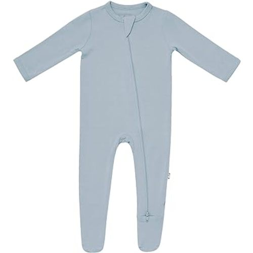 KYTE BABY Unisex Zipper Closure Footies, Rayon Made From Bamboo (3-6 Months, Fog)
