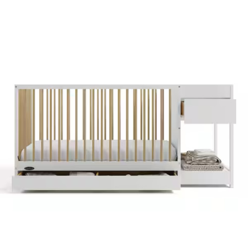 Graco Teddi White with Driftwood 5-in-1 Convertible Crib and Changer with Drawer 04589-371