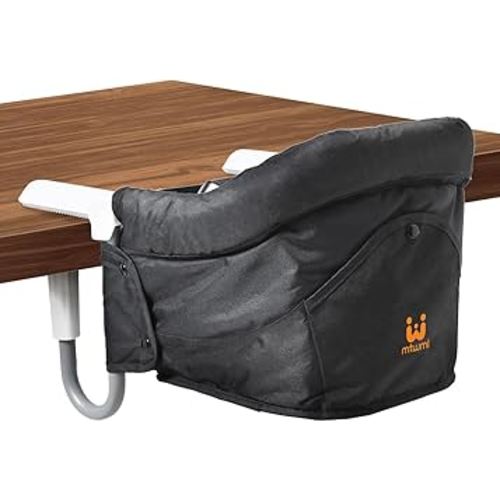 MTWML Portable High Chair for Table,Hook On High Chair That Attaches to Table,Space Saver Clip On Counter Seat for Baby,Easy Clean Baby Feeding Clamp Seat with Carry Bag for Travel(Pure-Black)