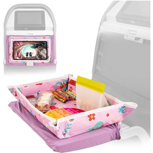 Lusso Gear Kids Airplane Tray Table Cover with Pockets - Travel Essentials for Toddlers - Travel Tray for Kids on Plane or Train - Airplane Must Haves and Flying Essentials - Baby Must Have (Mermaids)