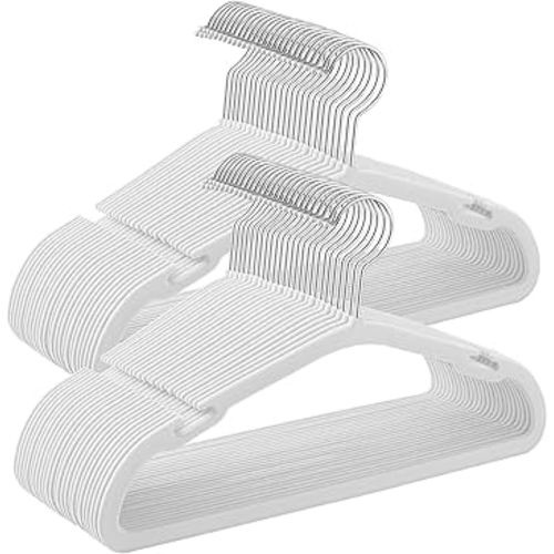 SONGMICS Kids Hangers 50 Pack, 13.8 x 7.9 Inches, Baby Hangers for Closet, Non-Slip Velvet Hangers, Childrens Hangers, Space-Saving Clothes Hangers, Wide Shoulder Notches, Cloud White UCRF038W01