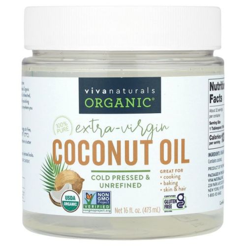 Viva Naturals Organic Extra-Virgin Coconut Oil, 16 fl oz (473 ml)