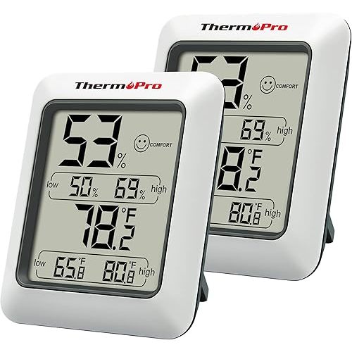 ThermoPro TP50 2 Pieces Digital Hygrometer Indoor Thermometer Room Thermometer and Humidity Gauge with Temperature Humidity Monitor