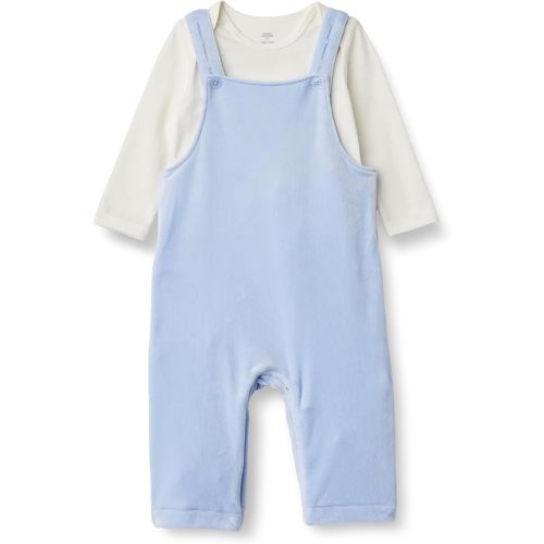 Amazon Essentials x Sofia Grainge Unisex Babies' Velour Overall and Long Sleeve Bodysuit Set, Pack of 2