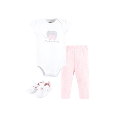 Hudson Baby Short Sleeve Bodysuit And Pant Set with Shoes, 0-18 Months