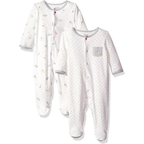 Little Me Baby Boys' and Girls' 100% Cotton 2-Pack Footies