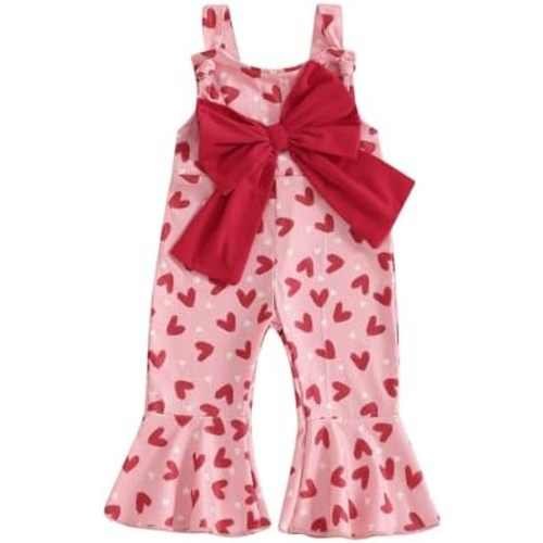 Toddler Kids Baby Girl 4th of July Outfit Independence Day Bell-Bottom Jumpsuit Romper Overalls USA Flag Outfits