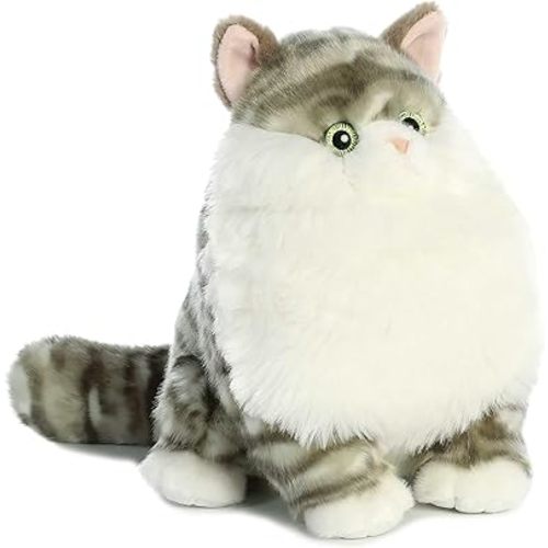 Aurora® Charming Fat Cats™ Dumpling Tabby™ Stuffed Animal - Cuddly Companions - Aesthetic Appeal - Gray 9.5 Inches