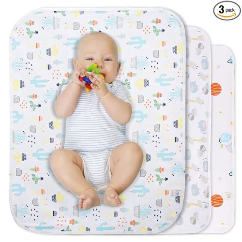 Baby Diaper Changing Pad Waterproof Portable Changing Pad 3 Pack Washable Mattress Pad Reusable Under Pads Changing Pad Liners for Travel 27.5 x 37.8 inches