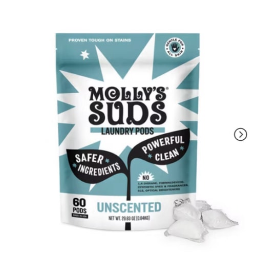 Molly's Suds Laundry Detergent Pods Unscented | Natural Detergent for Sensitive Skin - 60 Count