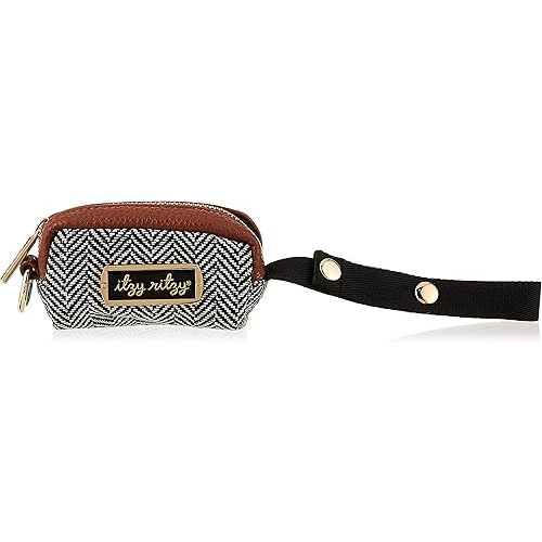 Itzy Ritzy Pacifier Case with Adjustable Handle - Stylish 4.5" L x 2.25" W Pacifier Holder Case - Holds 2 Pacifiers & Features Wipeable Interior (Coffee & Cream)