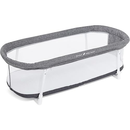 Baby Delight Snuggle Nest Bassinet, Portable Baby Bed, for Infants 0 – 5 Months, Charcoal Tweed